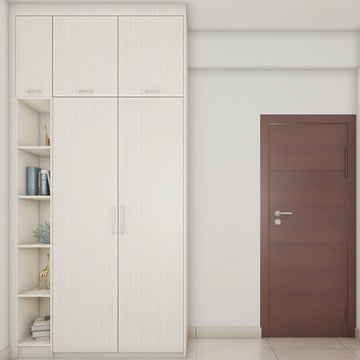 Compact Creamy White Wardrobe Design With Modern Features